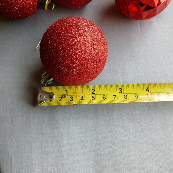 Holiday Time 40 Shatterproof Ornaments red glitter orbs with hooks balls - Picture 6 of 11